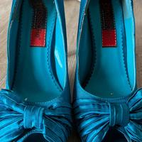 Décolleté aperte in Raso Blu Cobalto - Tacco 12 cm