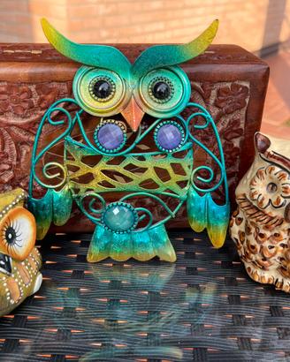 3 Gufi portafortuna (2 in legno + 1 metallo) 🦉