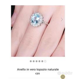 Anello in arg. massiccio 925 con topazio naturale