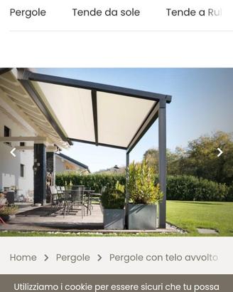 Pergola con tenda a rullo