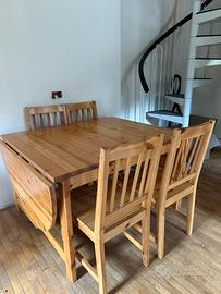 Tavolo legno allunganbile e sedie