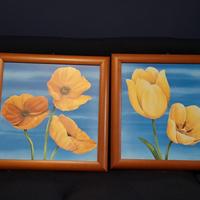 Coppia Quadri Floreali "Papaveri e Tulipani" - Mar