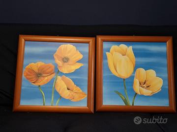 Coppia Quadri Floreali "Papaveri e Tulipani" - Mar