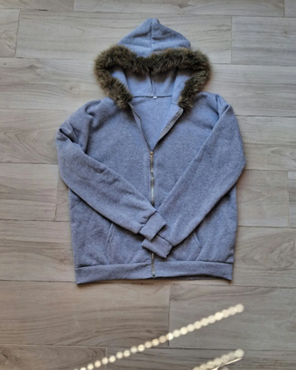 Hoodie Gothic Grey with Fur Hood-Streetwear