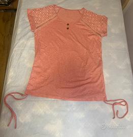 maglietta casual elegante donna maniche corte rosa