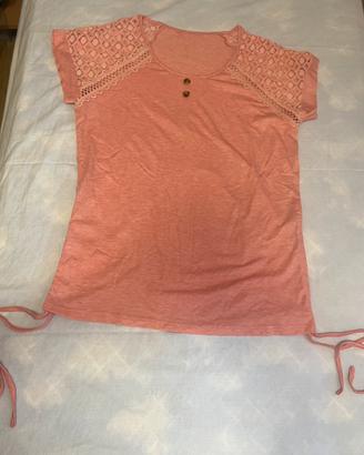 maglietta casual elegante donna maniche corte rosa