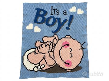 Copertina neonato uncinetto C2C 80X100 cm