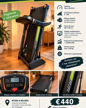 JK Fitness Genius 10300 – Tapis Roulant pieghevole