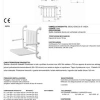 Sedile doccia ribaltabile con schienale ebraccioli