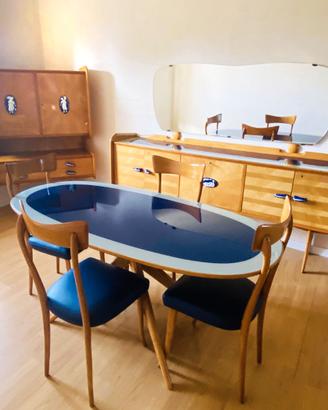 Tavolo e Quattro Sedie In Stile Ico Parisi