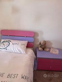 Armadio+ letto singolo+comodino bambina