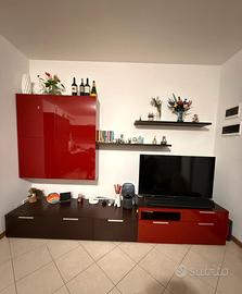 Mobile soggiorno 3 metri – moderno – rosso lucido