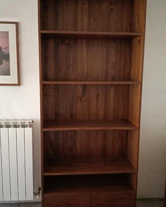 Libreria legno massello etnica con cassetti