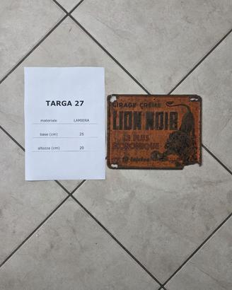 Targa Vintage Lion Noir - Cirage Crème