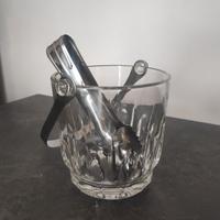 Secchiello porta ghiaccio di vetro con pinza