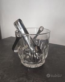 Secchiello porta ghiaccio di vetro con pinza