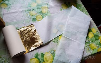 Blocco di 6 rotoli di foglia similoro per restauro