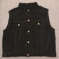 Gilet Biker jeans nero tipo Harley plus size