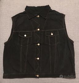 Gilet Biker jeans nero tipo Harley plus size
