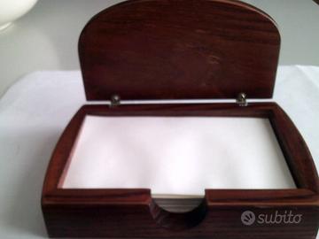 Porta foglietti o biglietti legno ed argento