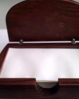 Porta foglietti o biglietti legno ed argento