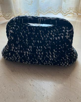 borsa uncinetto nera&argento