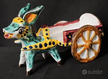 Asino carretto Vietri, ceramica anni ‘60