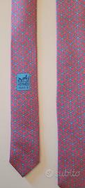 cravatta hermes rosa con ancore azzurre 