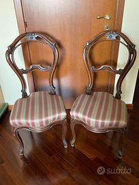 Coppia di sedie in stile luigi filippo -meta' 800