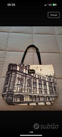 Borsa tela harrods bianca e nera