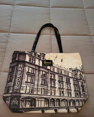 Borsa tela harrods bianca e nera