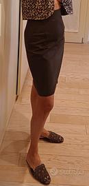 Gonna Max Mara cotone rasato marrone tortora t. 42