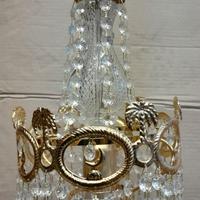 Lampadario In Ottone e Cristallo Vintage in stile