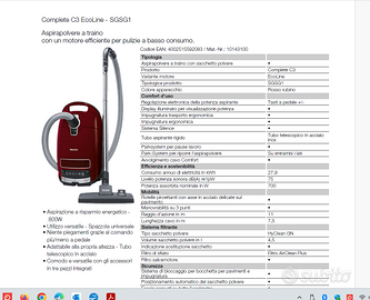 ASPIRAPOLVERE MIELE mod. Complete C3 ECOLINE