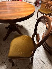 Set 6 sedie classiche in legno e seduta in velluto