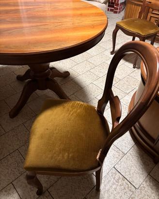 Set 6 sedie classiche in legno e seduta in velluto