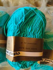 9 Gomitoli 100% Puro Cotone - Turchese Verde Acqua