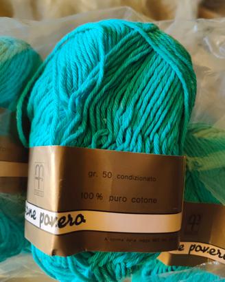 9 Gomitoli 100% Puro Cotone - Turchese Verde Acqua