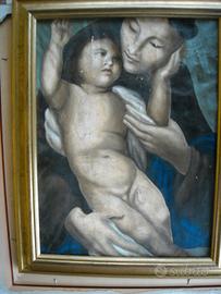 Quadro a olio antico S Antonio Gesu bambino