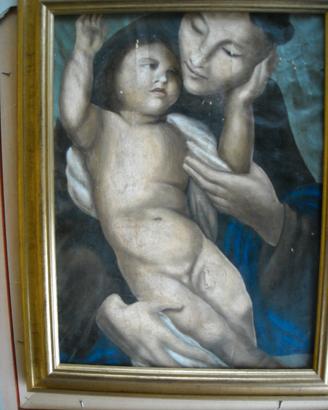 Quadro a olio antico S Antonio Gesu bambino