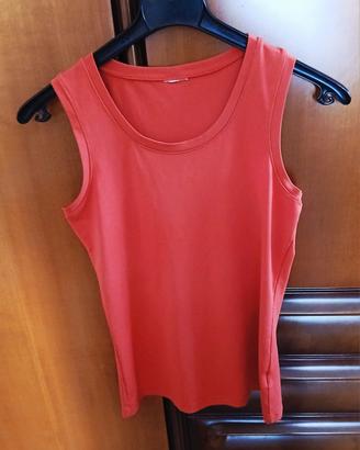 Top rosso corallo elasticizzato
