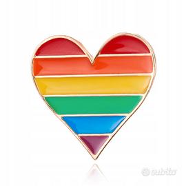 Spilla Cuore Bandiera Arcobaleno Pin Brooch