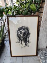 Disegno a carboncino con cornice