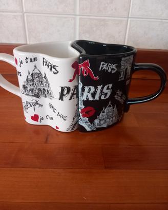 2 Tazze Paris bianca e nera con disegni 