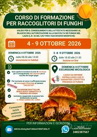 Corso funghi perAttestato Regione Lazio .