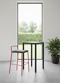 Tavolo Alto 50x50x110 cm in Metallo nero quadrato