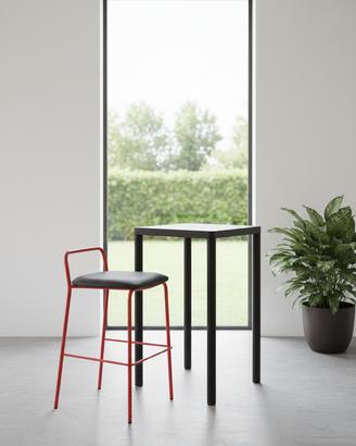 Tavolo Alto 50x50x110 cm in Metallo nero quadrato
