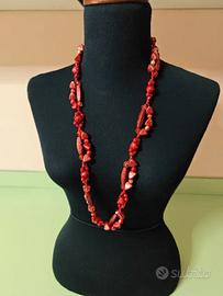 Collana fatta a mano lunga rossa festa mamma