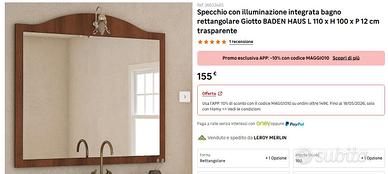 Specchio bagno con illuminazione integrata