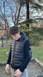 Giacca Moncler imbottita con maniche in maglia – o